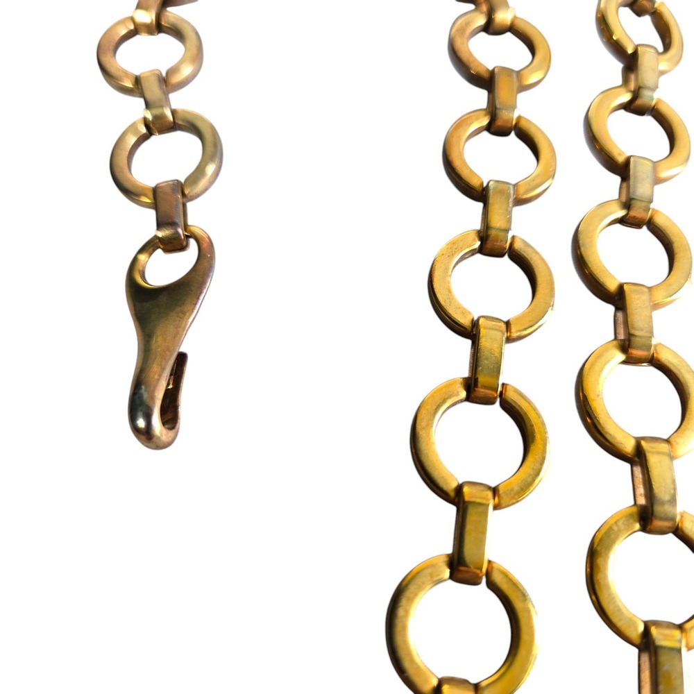 Vintage Gold Tone Open Circle Link Chain‎ Belt Adjustable Hook Closure 29 Inch - Picture 2 of 8
